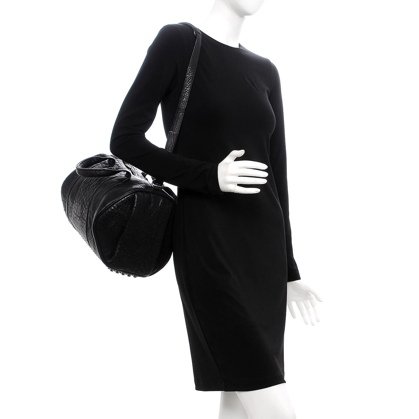 Pebbled Lambskin Rocco Black Silver Hardware