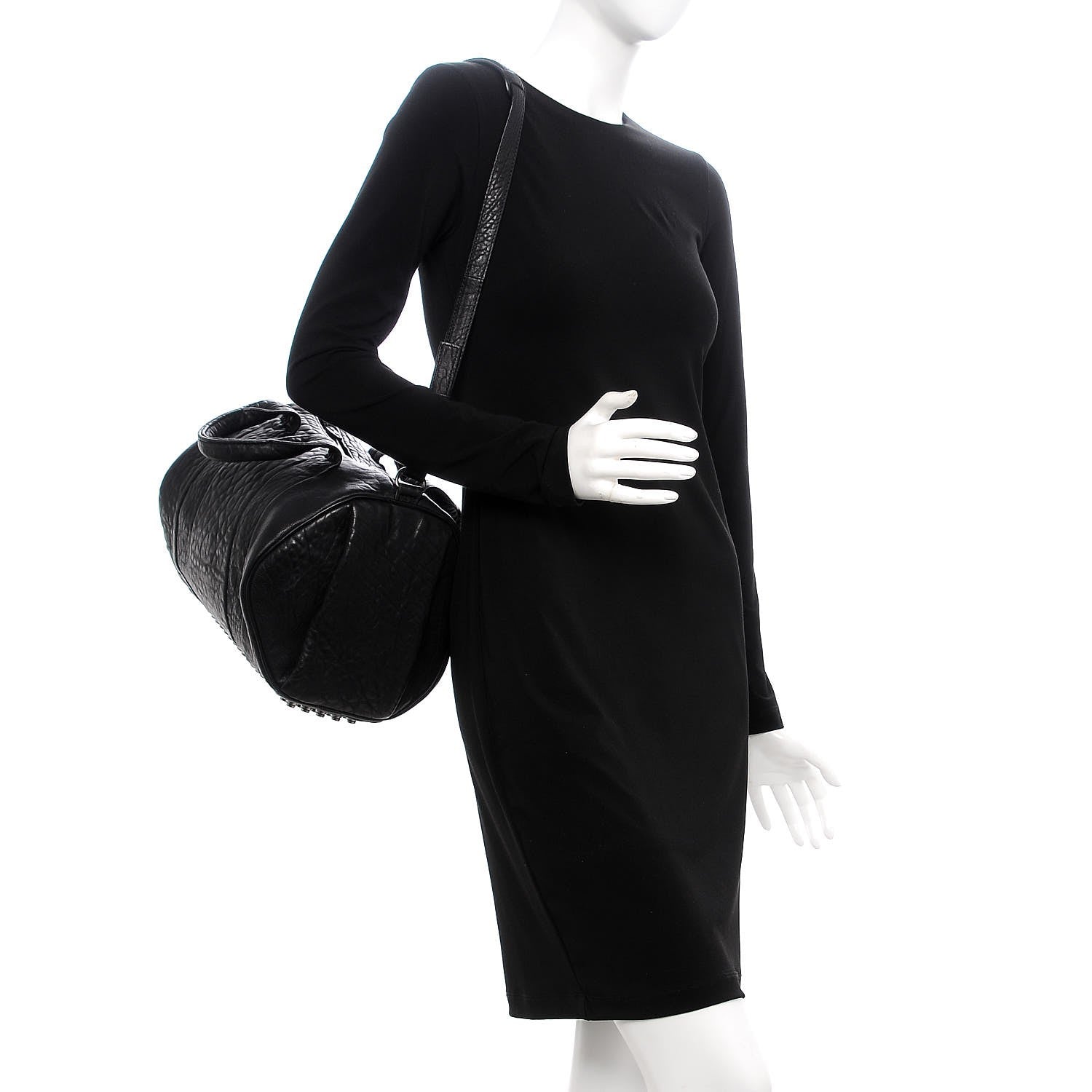 Alexander Wang Pebbled Lambskin Rocco Black Silver Hardware 2 of 6