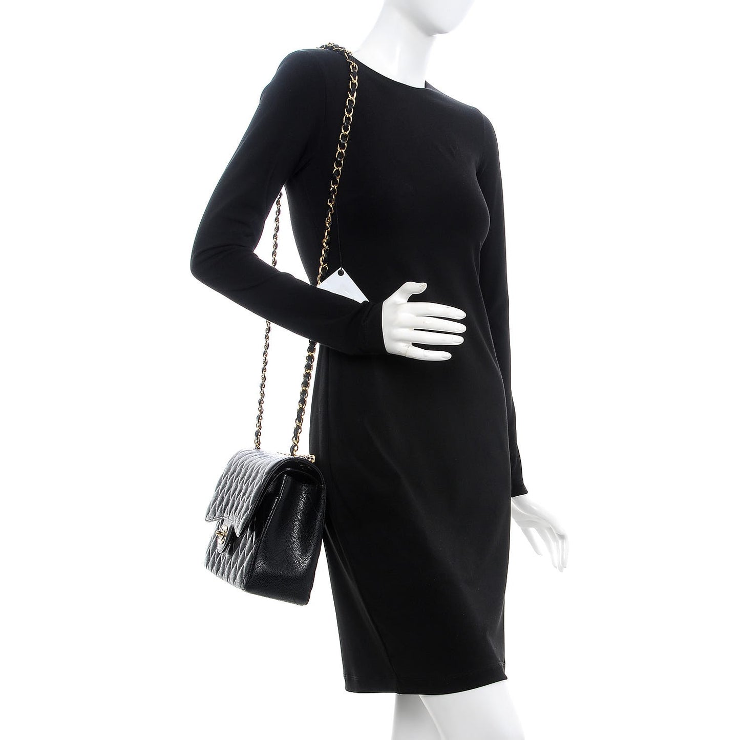 Caviar Quilted Jumbo Double Flap Black