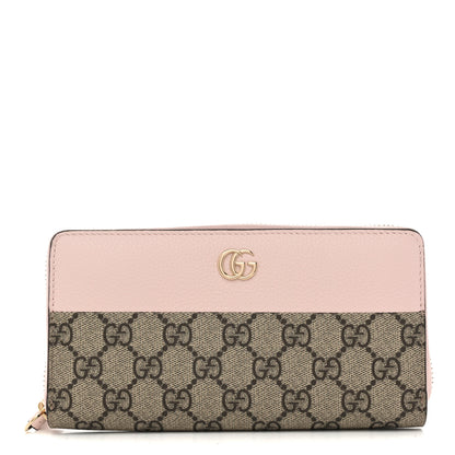 Gucci Dollar Calfskin GG Supreme Monogram GG Marmont Zip Around Wallet Porcelain Rose Beige Ebony 1 of 8
