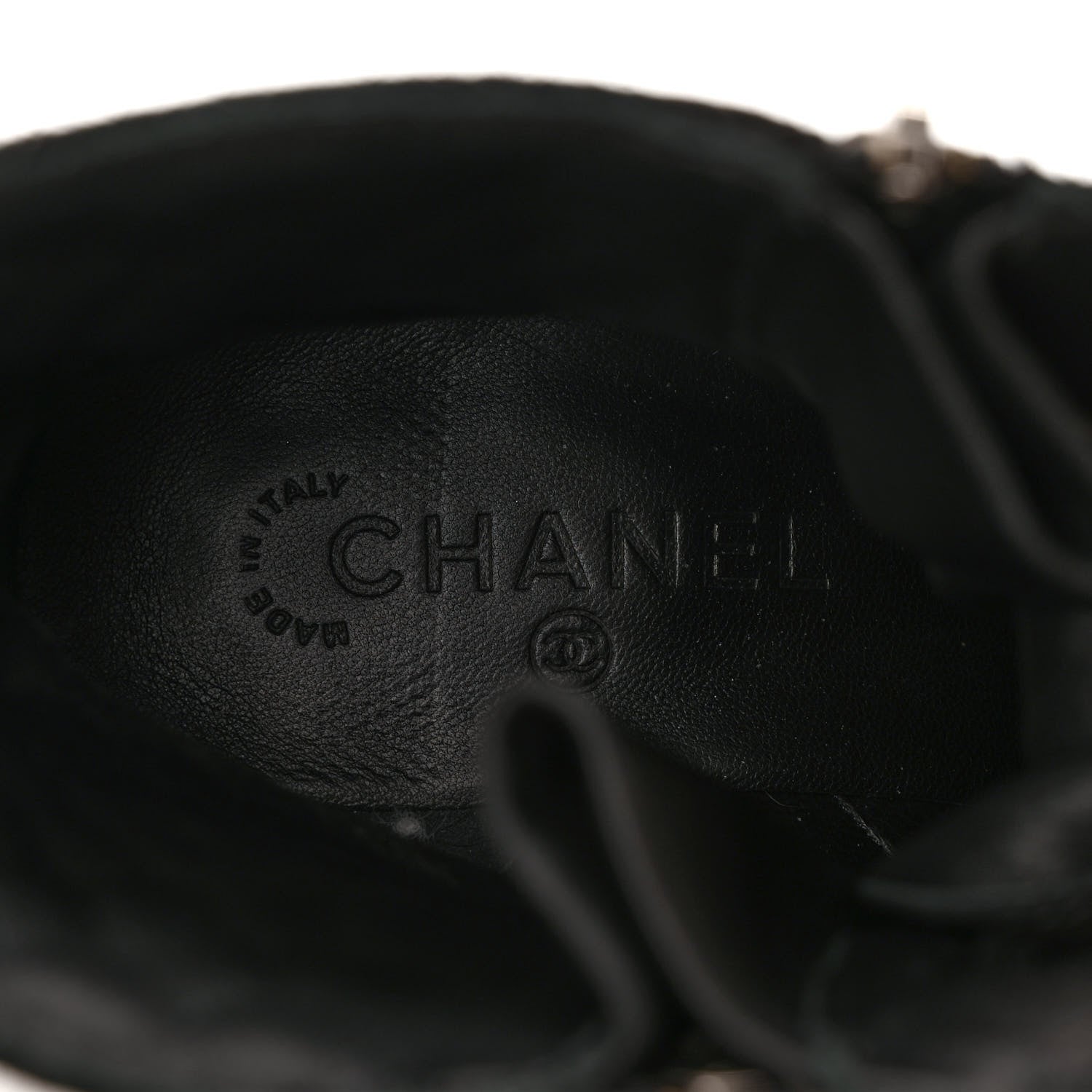 Chanel Suede Quilted CC Lace Up Combat Boots 39 Black 7 of 8
