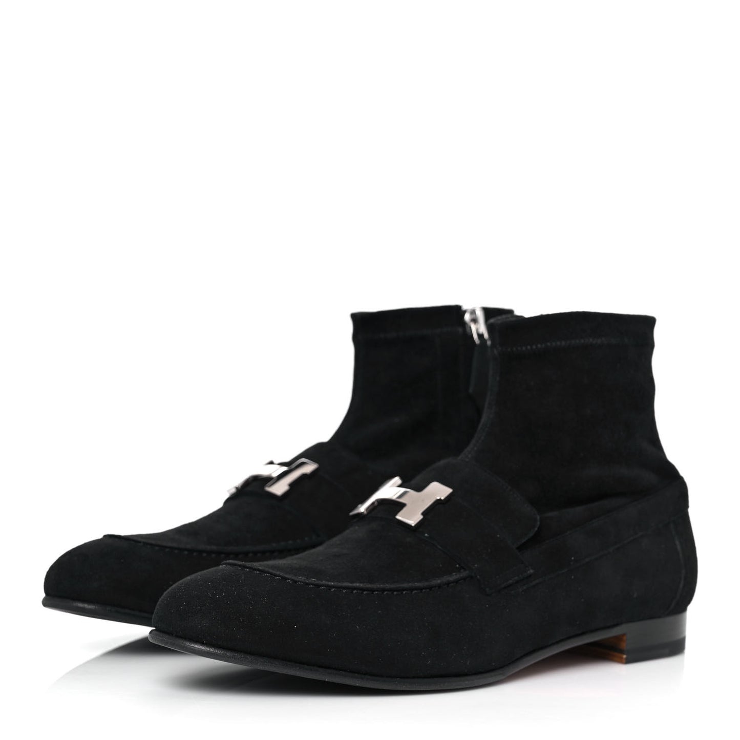 Stretch Velvet Goatskin Saint Honore Ankle Boots 38.5 Black