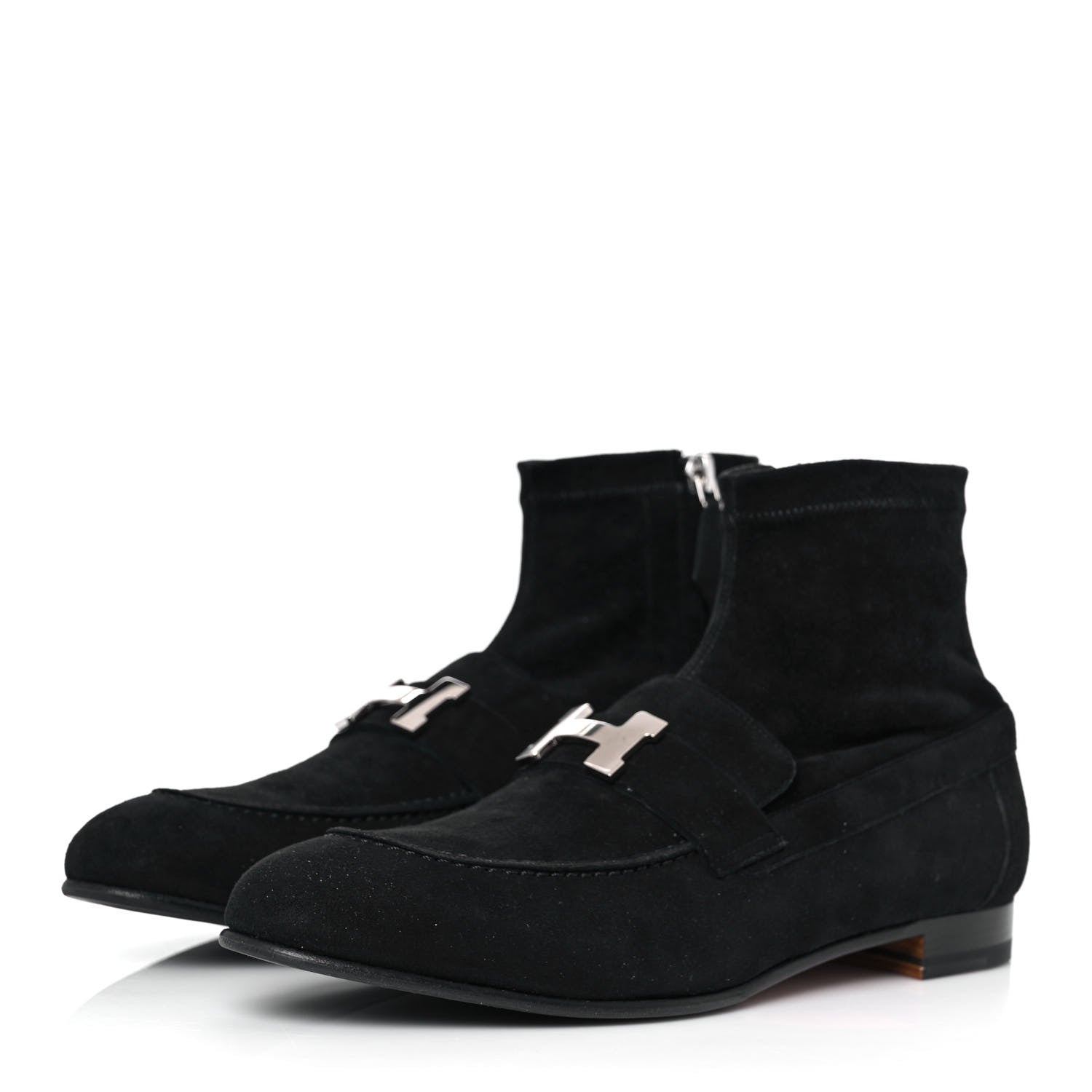 Hermes Stretch Velvet Goatskin Saint Honore Ankle Boots 38.5 Black 3 of 8