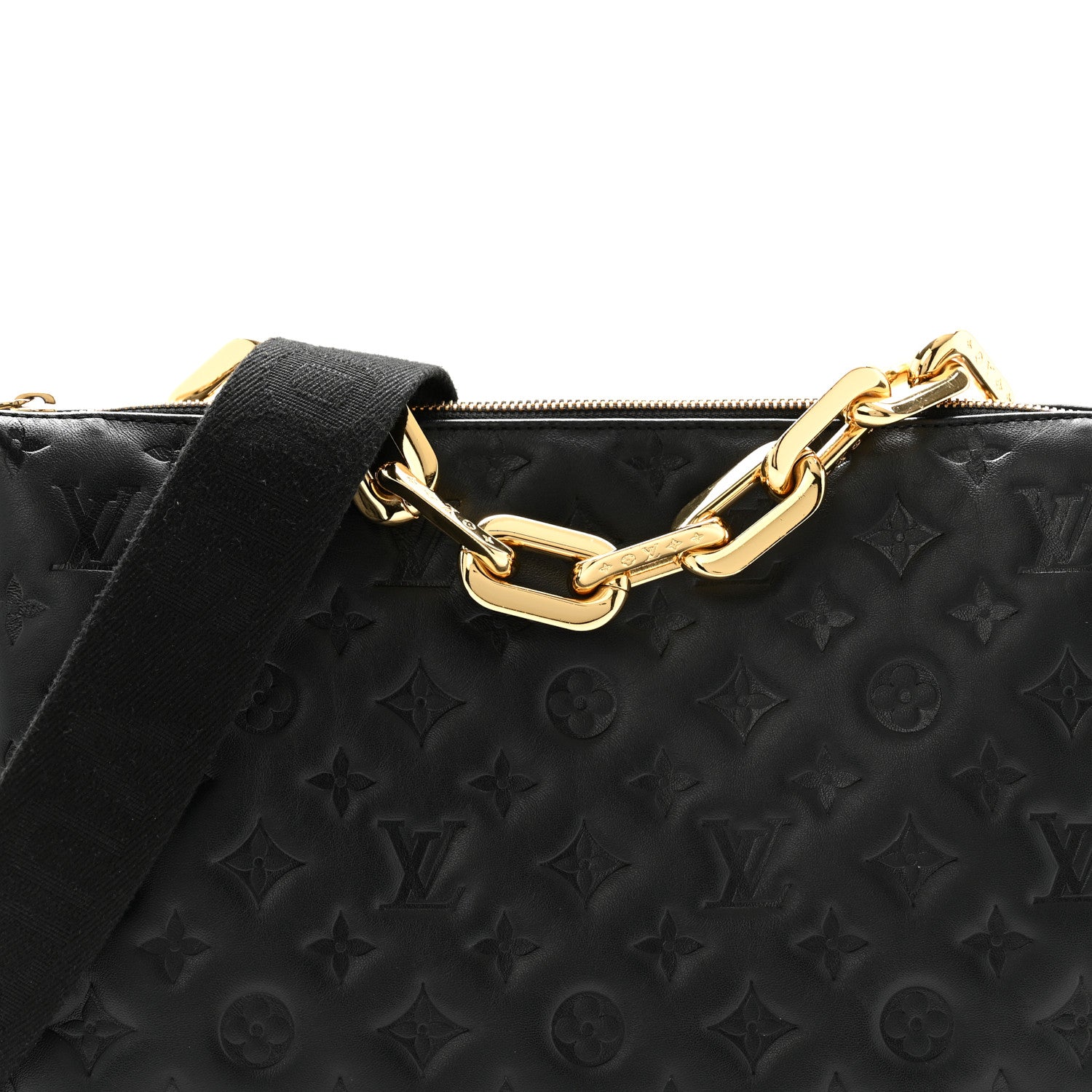 Louis Vuitton Lambskin Embossed Monogram Coussin MM Black 9 of 13