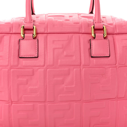 Fendi Nappa FF 1974 Embossed Small Boston Rosa Fluo 8 of 12