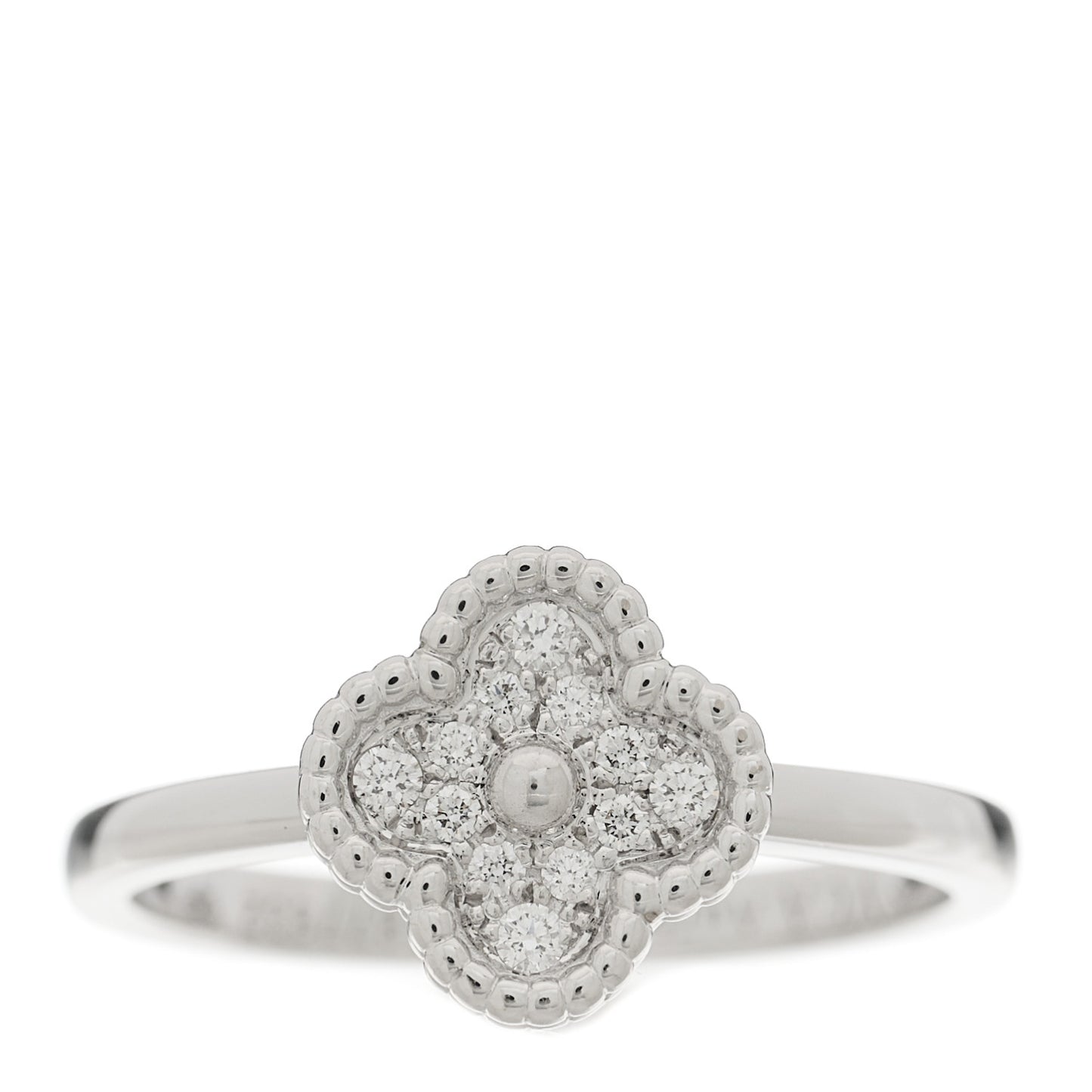 18K White Gold Diamond Sweet Alhambra Ring 51 5.75