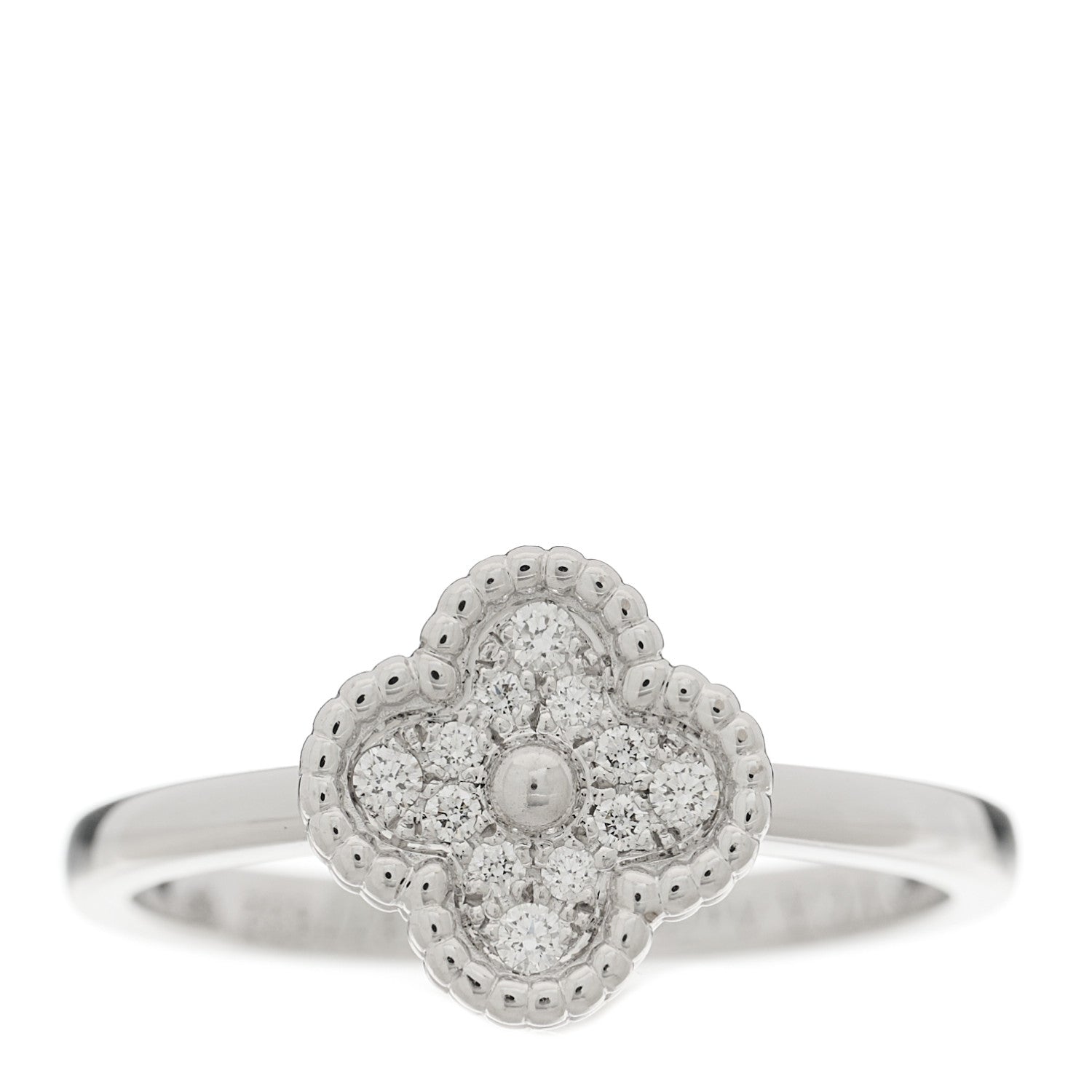 Van Cleef & Arpels 18K White Gold Diamond Sweet Alhambra Ring 51 5.75 1 of 7