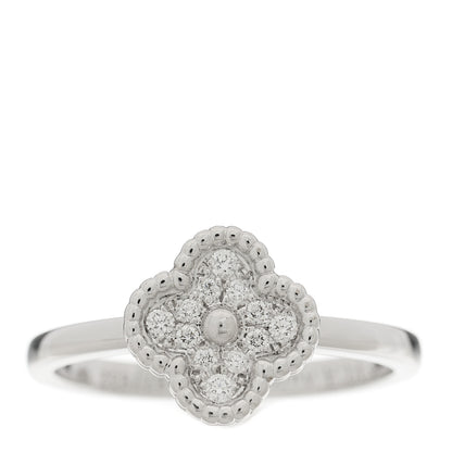 Van Cleef & Arpels 18K White Gold Diamond Sweet Alhambra Ring 51 5.75 1 of 7