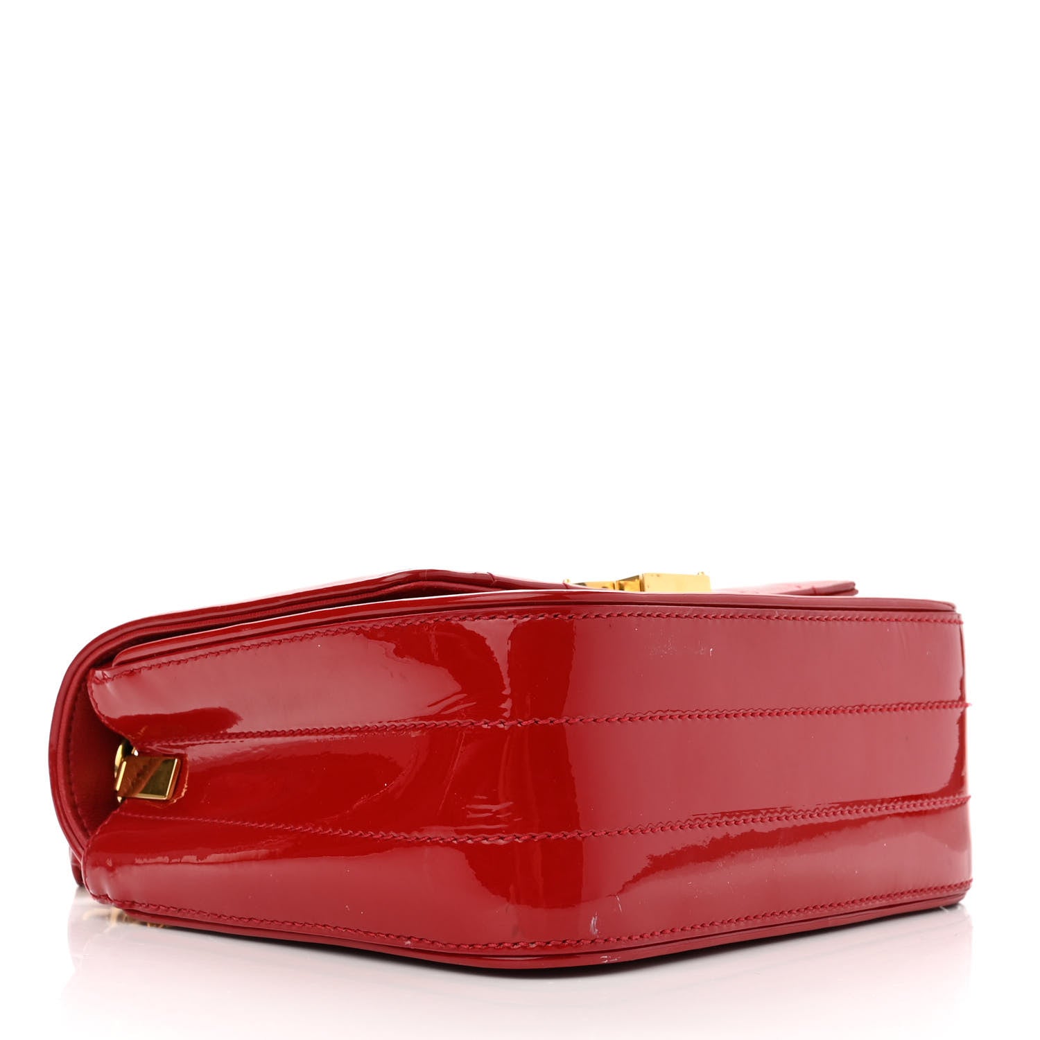 Saint Laurent Patent Matelasse Monogram Small Vicky Chain Bag Red 4 of 14