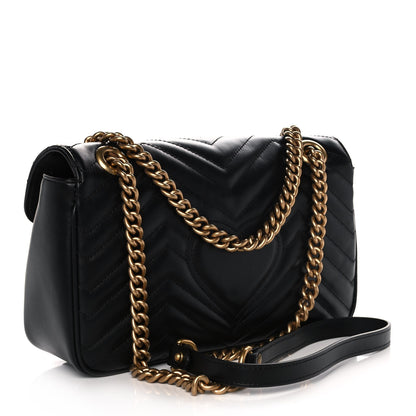 Gucci Calfskin Matelasse Small GG Marmont Shoulder Bag Black 3 of 11
