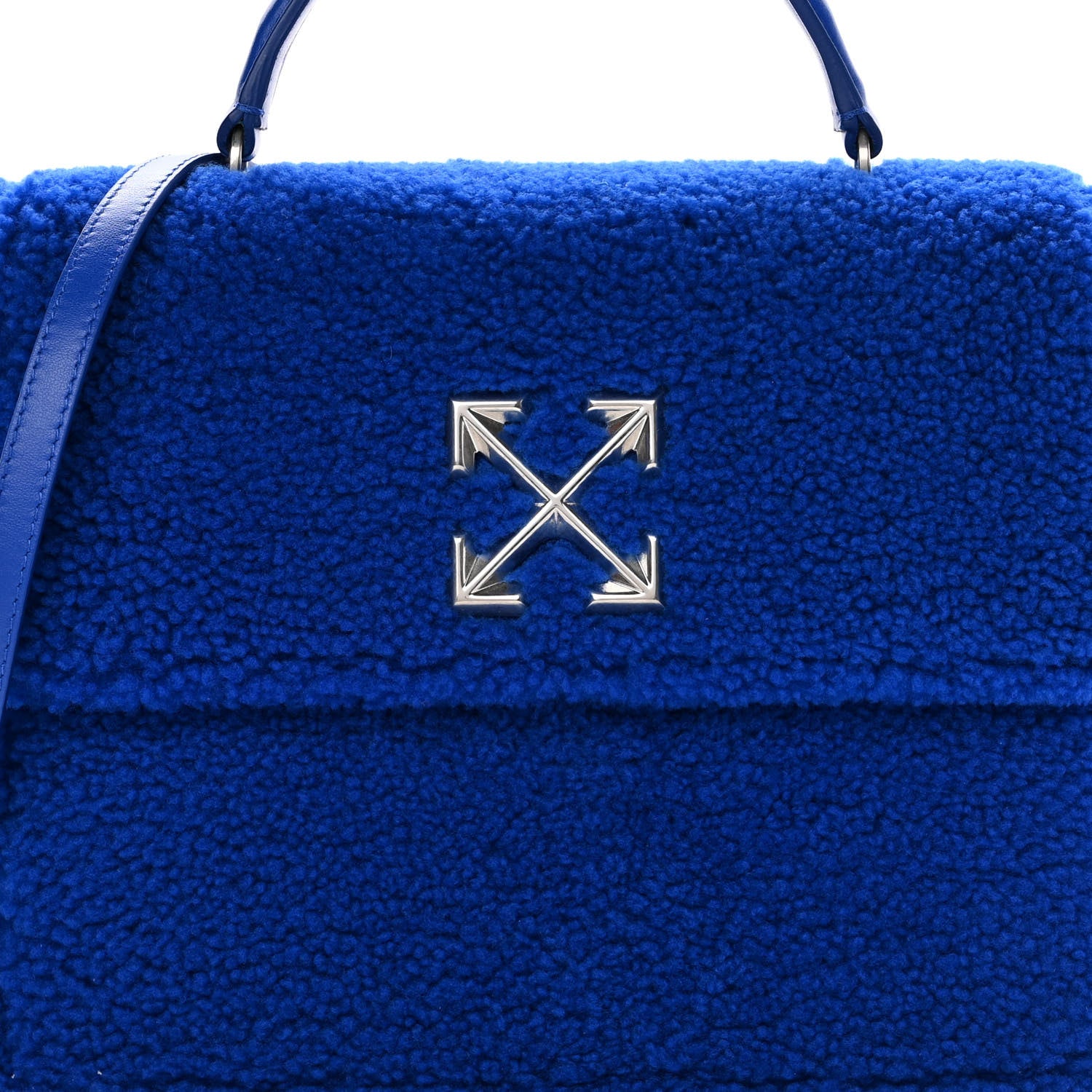 Off-White Shearling Calfskin Jitney 2.8 Bag Blue 8 of 12