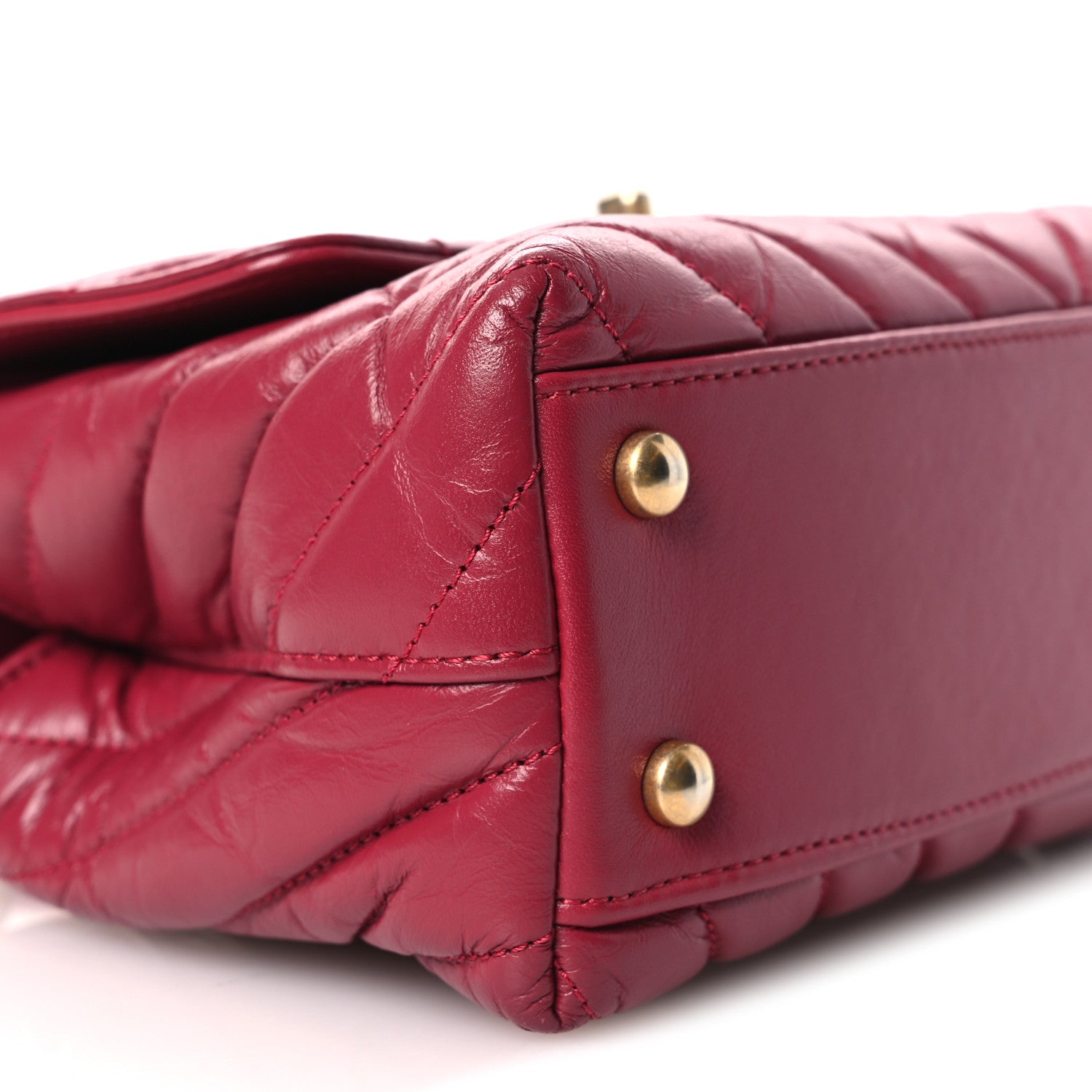 Chanel Aged Calfskin Chevron Quilted Mini Coco Handle Flap Dark