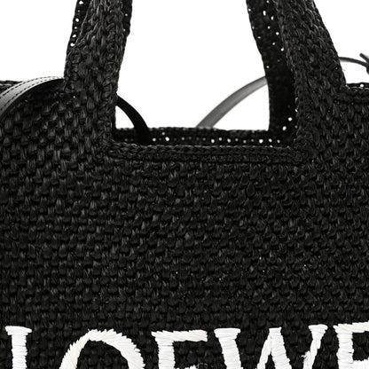 Loewe Raffia Small Paula's Ibiza Logo Tote Black White 7 of 11