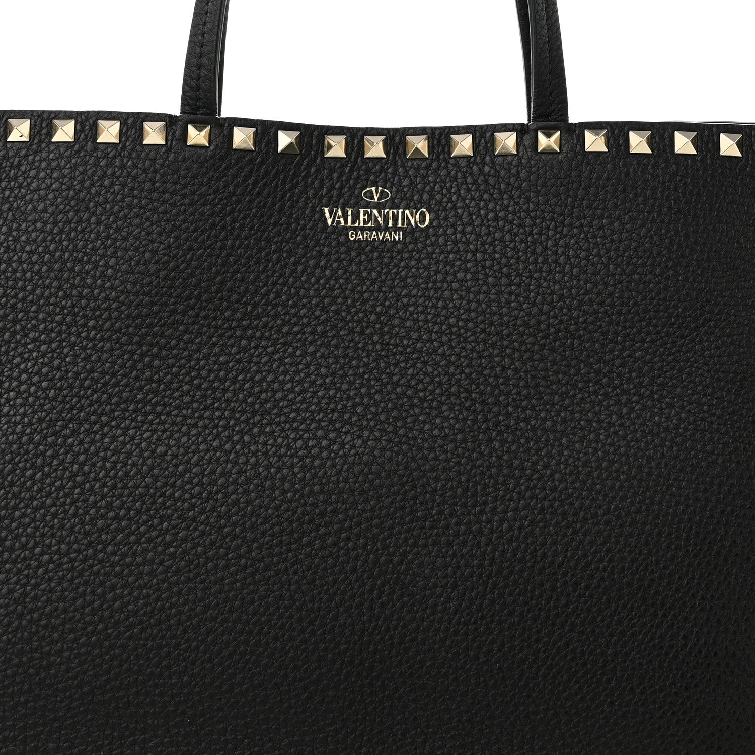 Valentino Garavani Grained Calfskin Rockstud Shoulder Tote Black 7 of 10