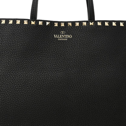 Valentino Garavani Grained Calfskin Rockstud Shoulder Tote Black 7 of 10