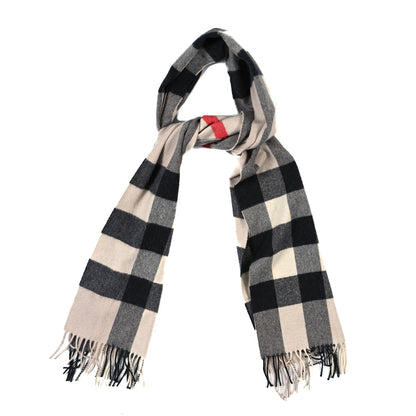Burberry Cashmere Giant Check Fringe Scarf Stone 1 of 4