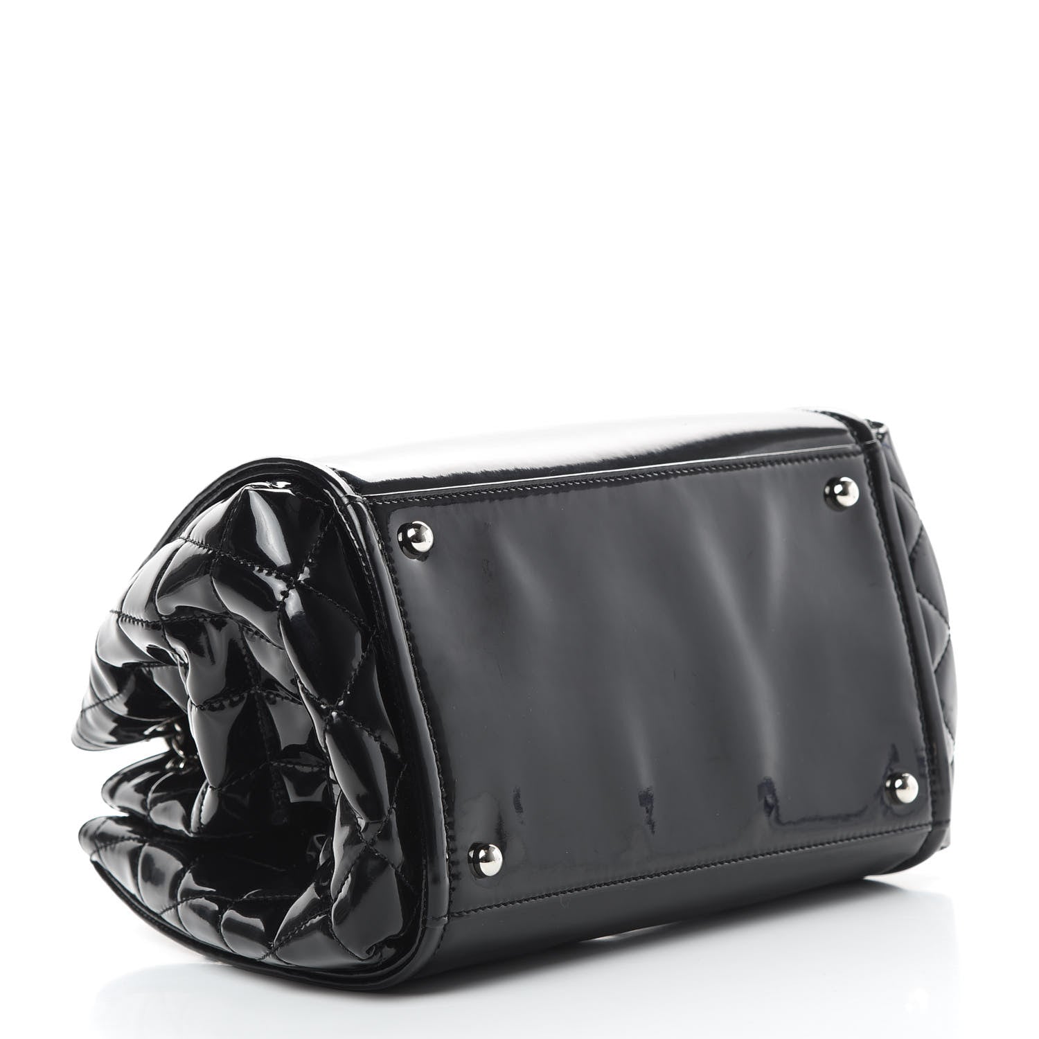 Chanel Vinyl Lipstick Ligne Accordion Tote Black 4 of 11