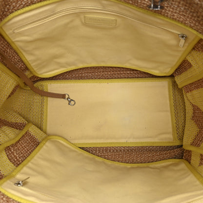 Chanel Mixed Fibers Large Shopping Bag Yellow Brown 5 of 11
