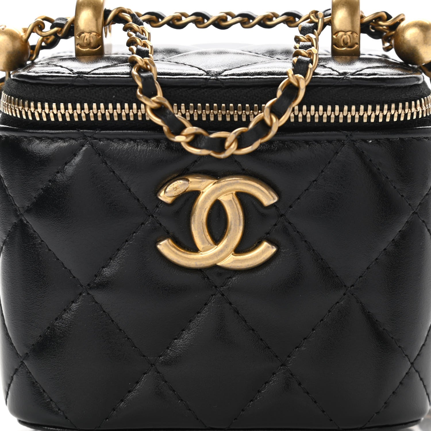Chanel Calfskin Quilted Mini Perfect Fit Vanity Case With Chain Black 8 of 11