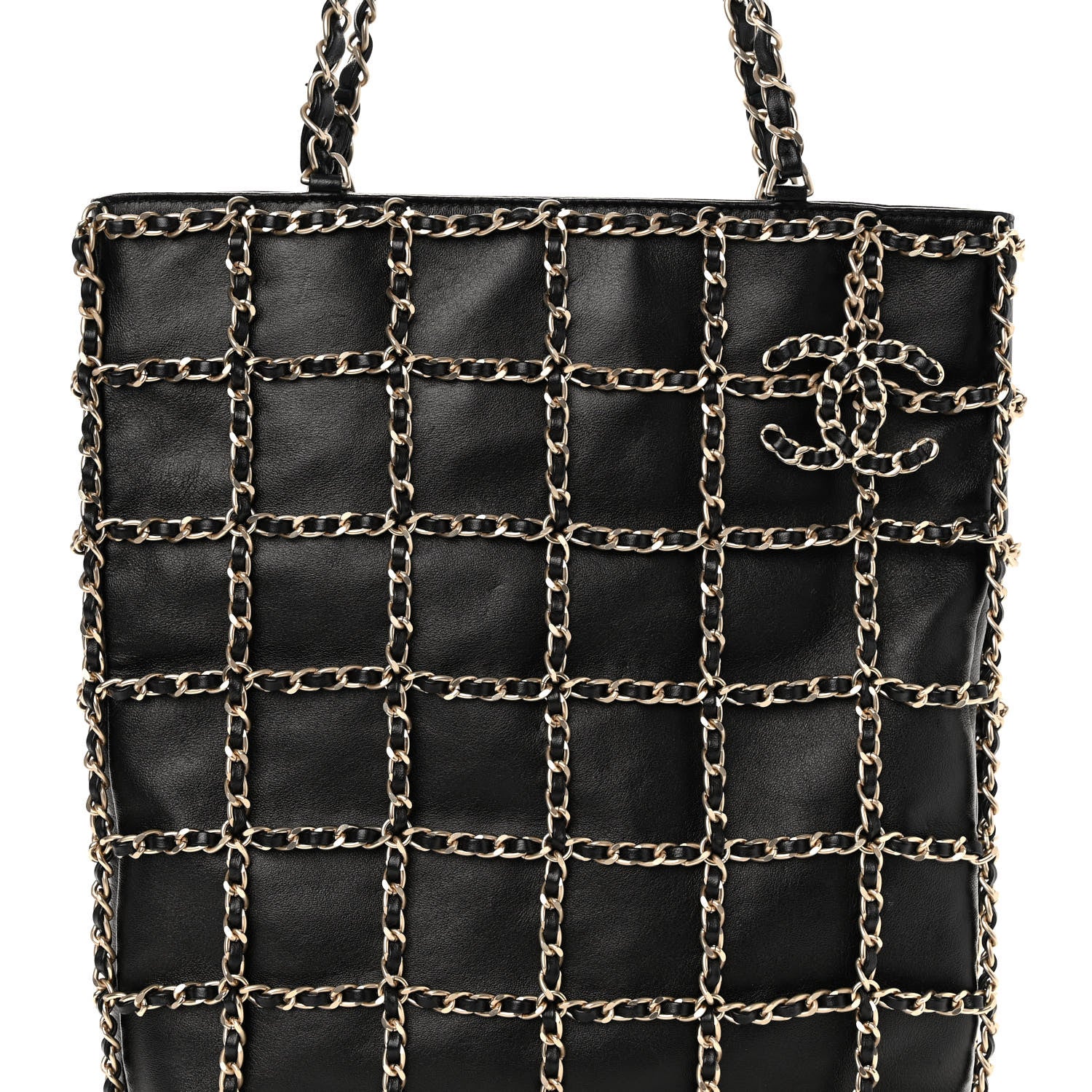 Chanel Lambskin Large Shopping Chain Tote Black 7 of 9
