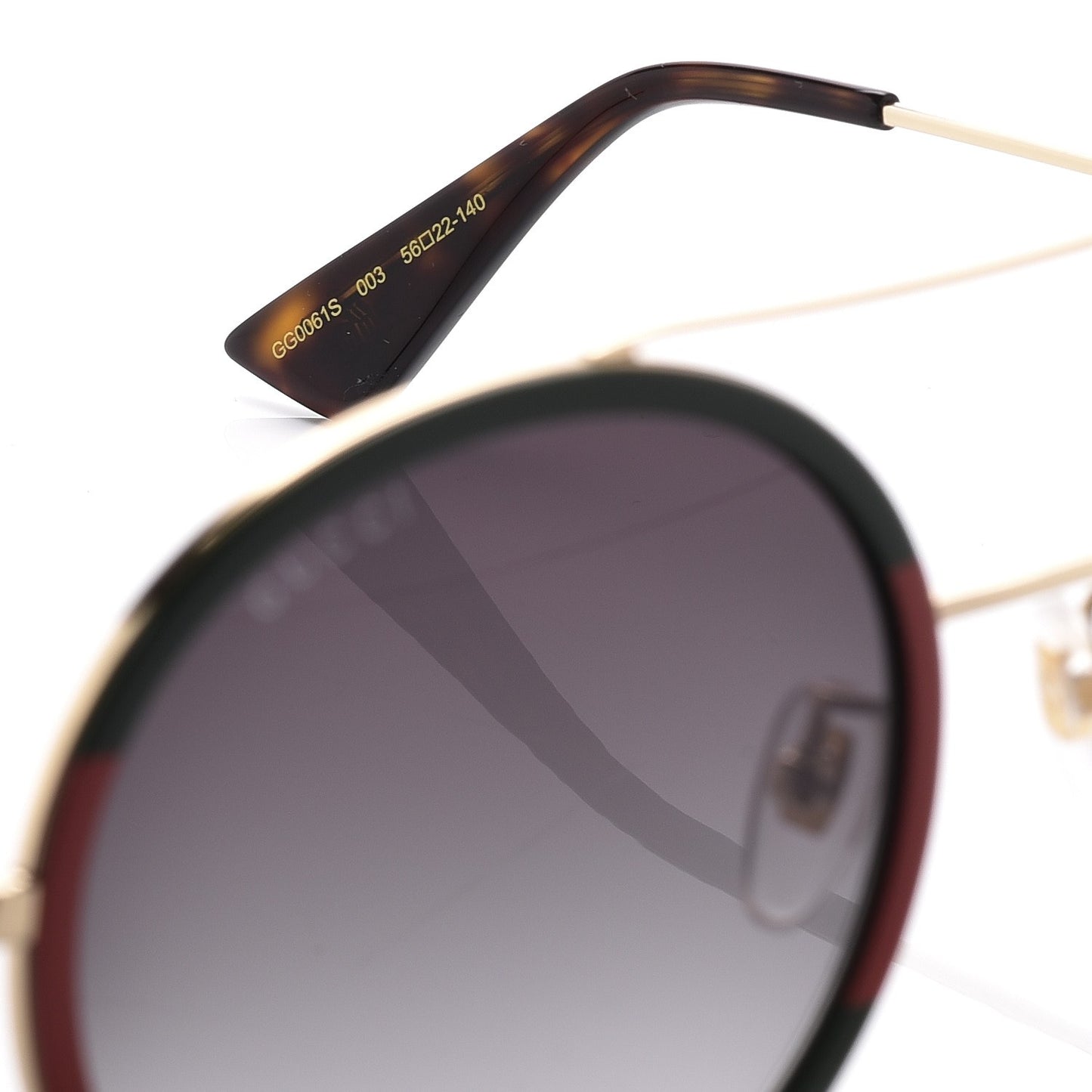 Round Frame Sunglasses GG0061S Gold Green