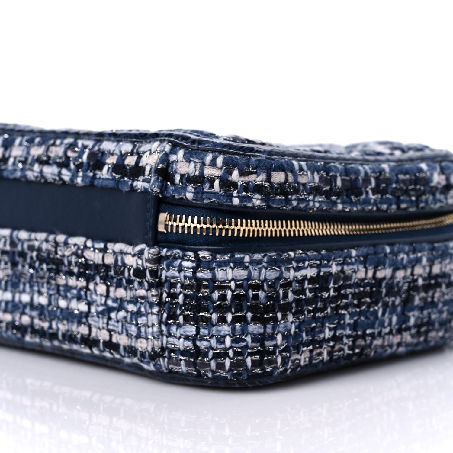 Chanel Tweed Snakeskin Quilted Medium CC Filigree Vanity Case Dark Navy 9 of 12