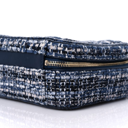 Chanel Tweed Snakeskin Quilted Medium CC Filigree Vanity Case Dark Navy 9 of 12