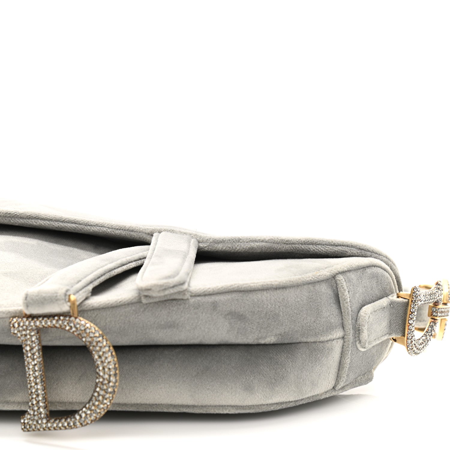 Christian Dior Velvet Crystal Mini Saddle Bag Grey 10 of 10