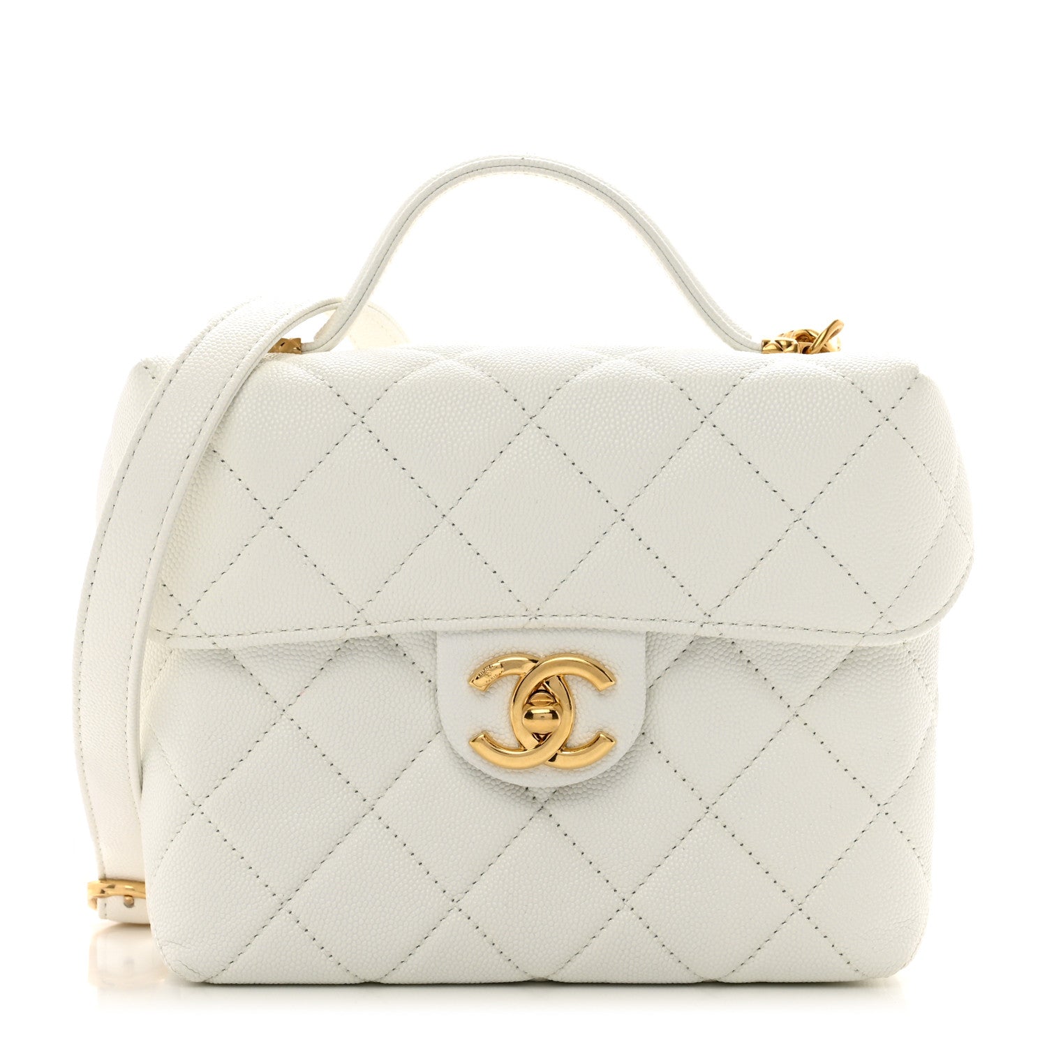 Chanel Caviar Quilted Handy Box Vanity Case White 1 of 11