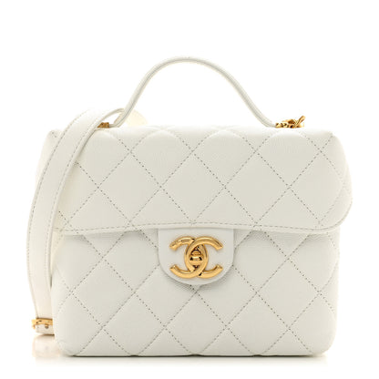 Chanel Caviar Quilted Handy Box Vanity Case White 1 of 11
