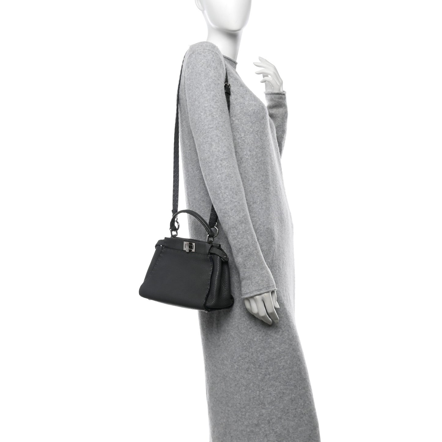 Cuoio Romano Selleria Bi-Color Mini Peekaboo Iconic Satchel Asfalto Latte