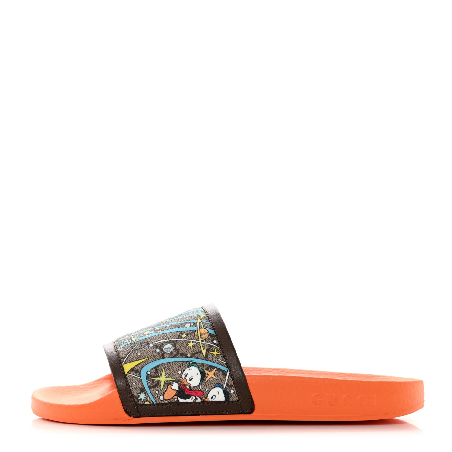X DISNEY GG Supreme Monogram Donald Duck Mens Slide Sandals 38 Beige Ebony New Acero