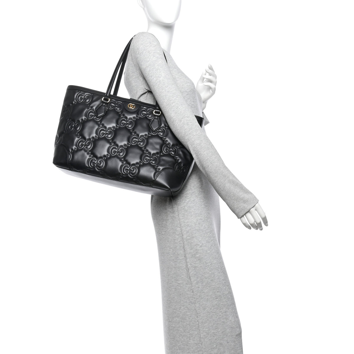 Gucci Calfskin GG Matelasse Medium Ophidia Shopping Tote Black 2 of 11