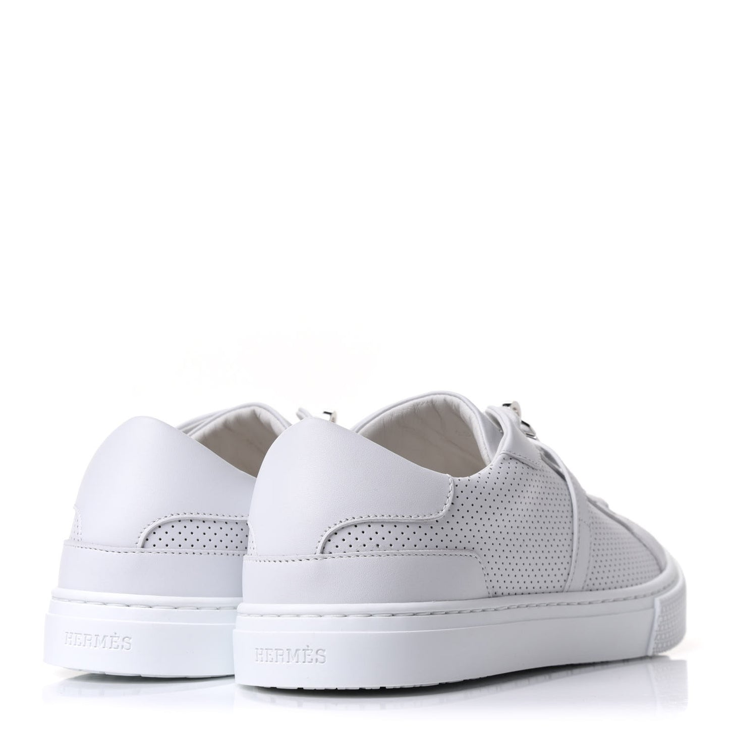 Calfskin Perforated Day Sneakers 38 White