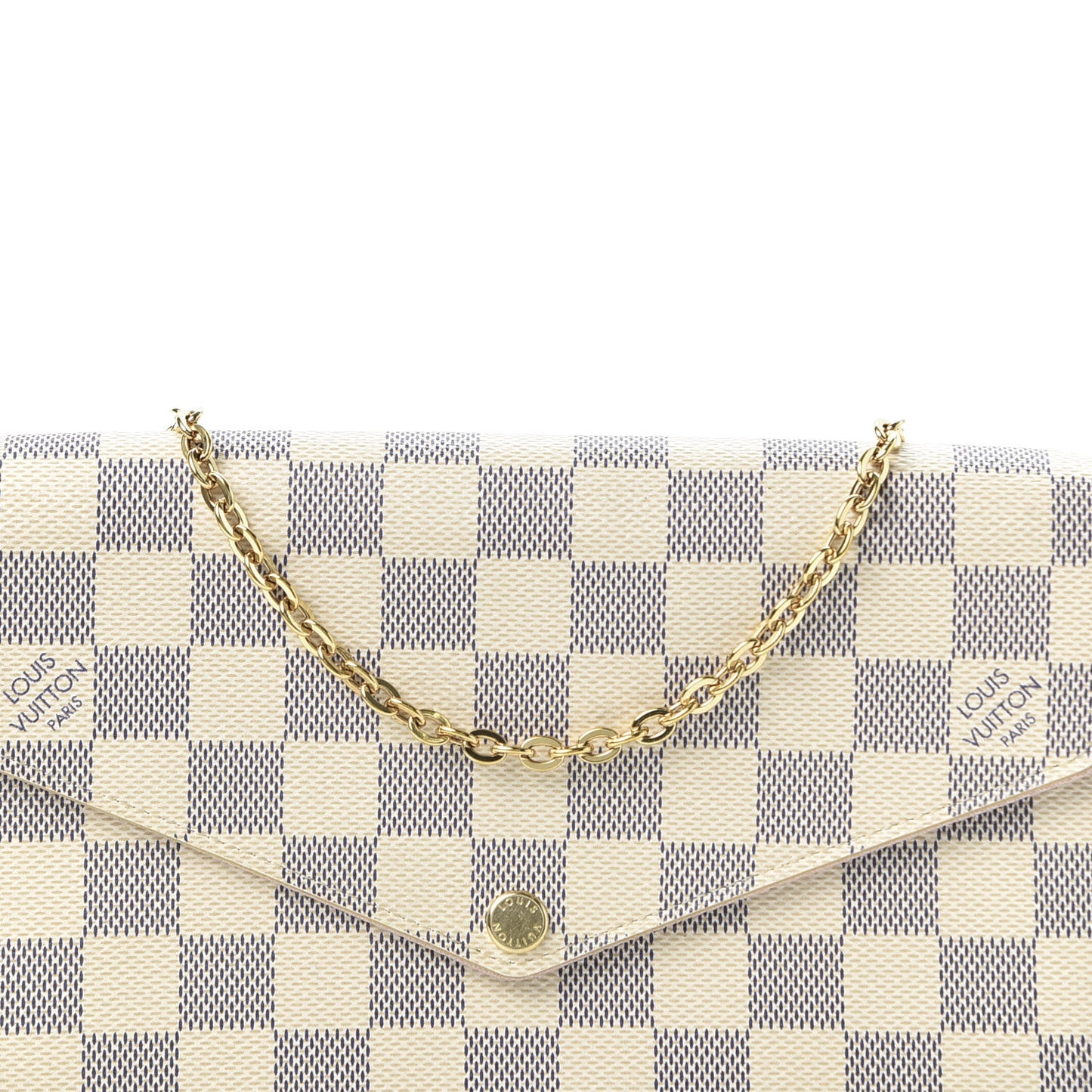 Damier Azur Pochette Felicie Chain Wallet Rose Ballerine