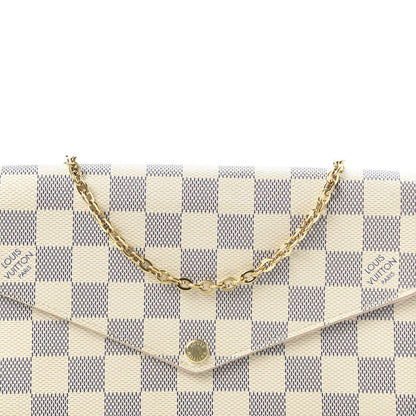 Louis Vuitton Damier Azur Pochette Felicie Chain Wallet Rose Ballerine 10 of 11