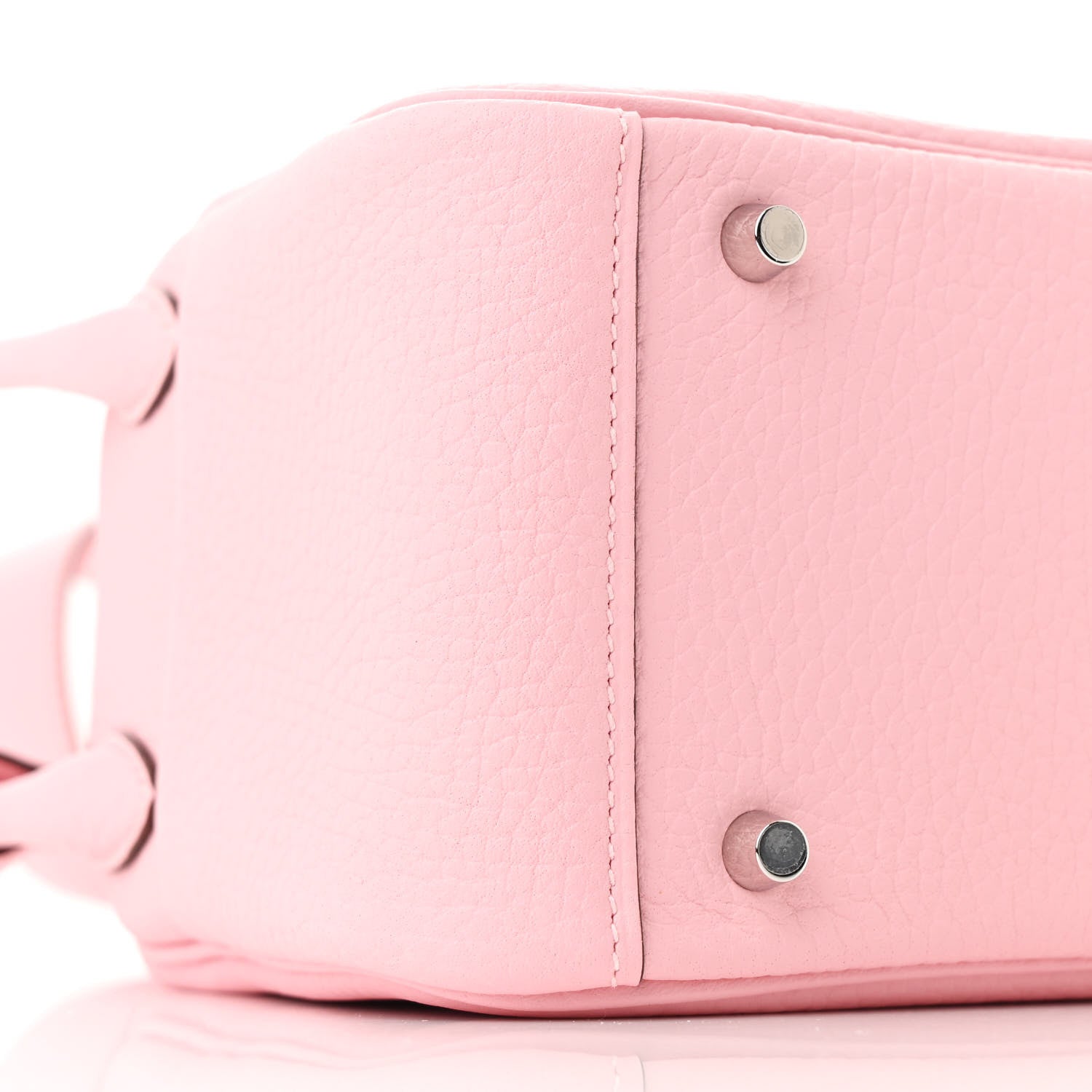 Hermes Taurillon Clemence Verso Mini Lindy 20 Rose Sakura Gris Perle 9 of 11