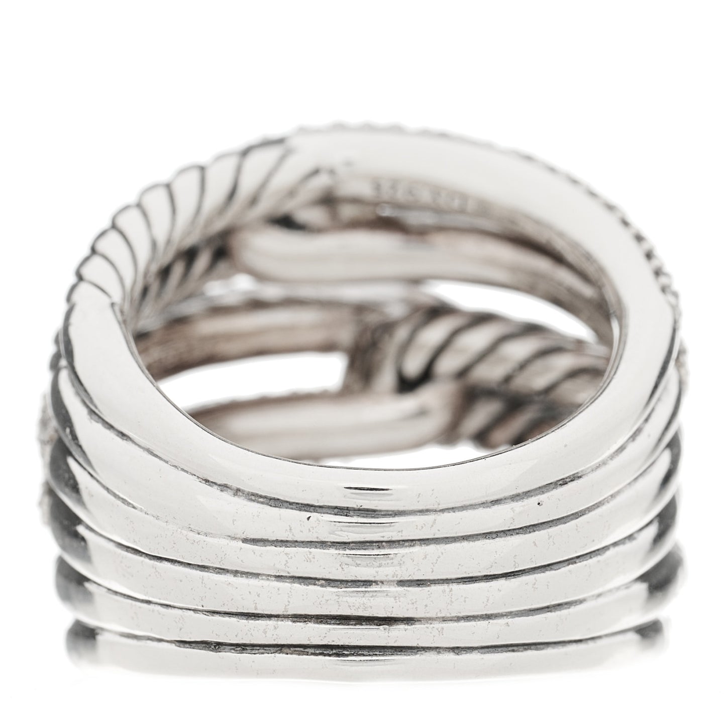 Sterling Silver Diamond 19mm Labyrinth Triple Loop Ring 52 6