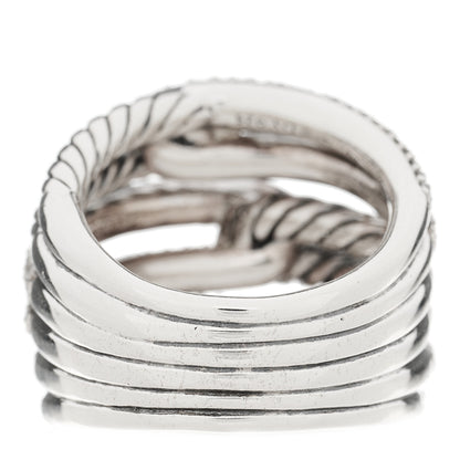 David Yurman Sterling Silver Diamond 19mm Labyrinth Triple Loop Ring 52 6 2 of 3