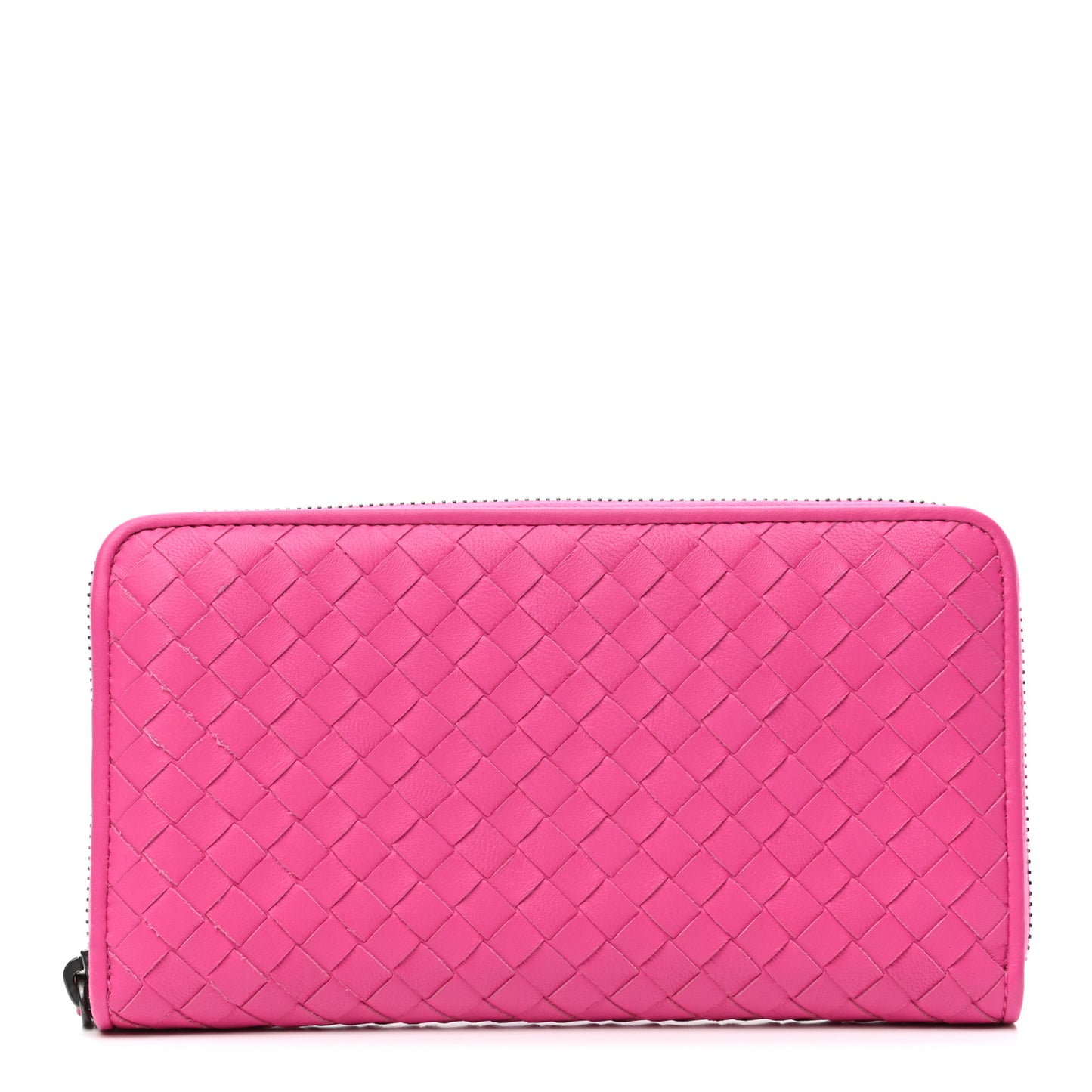 Nappa Intrecciato Zip Around Wallet Pink