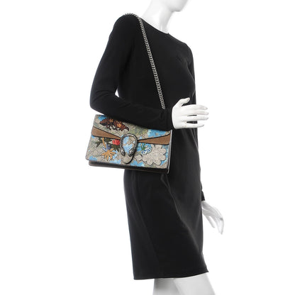 Gucci GG Supreme Monogram Blooms Print Embroidered Small Dionysus Shoulder Bag Blue Taupe 2 of 11