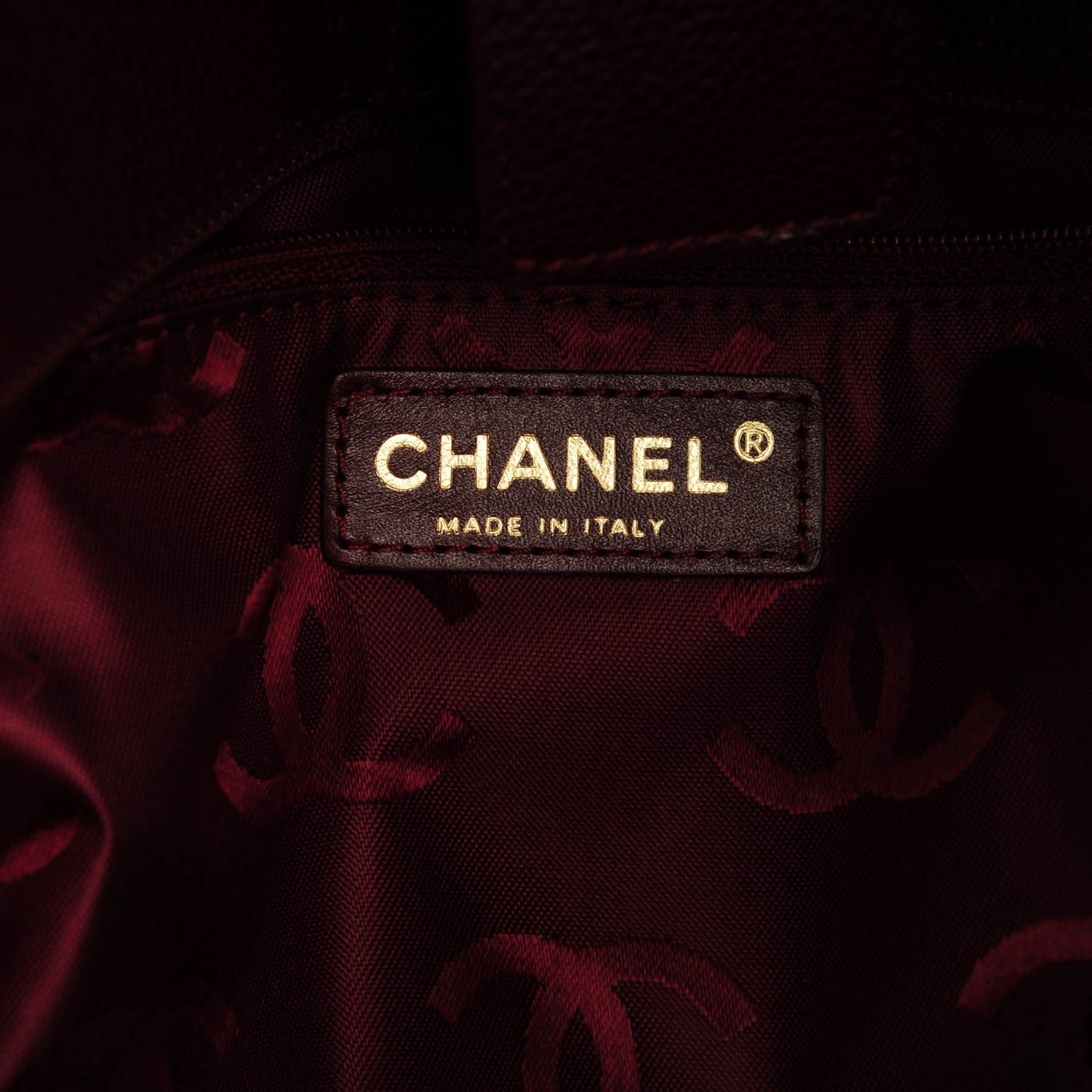Caviar CC Stitched Medium Flap Shoulder Bag Burgundy