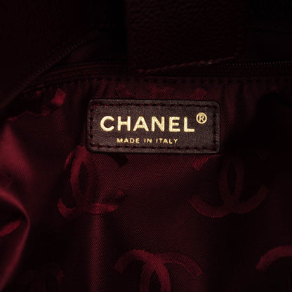 Chanel Caviar CC Stitched Medium Flap Shoulder Bag Burgundy 6 of 7