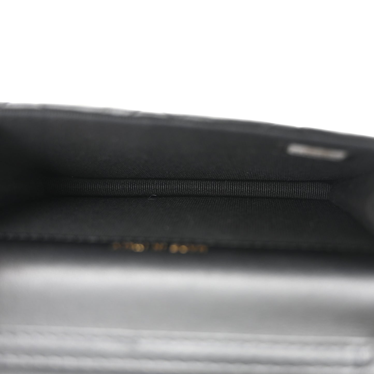 Calfskin Quilted Maxi Pearls Card Holder Flap With Chain Black