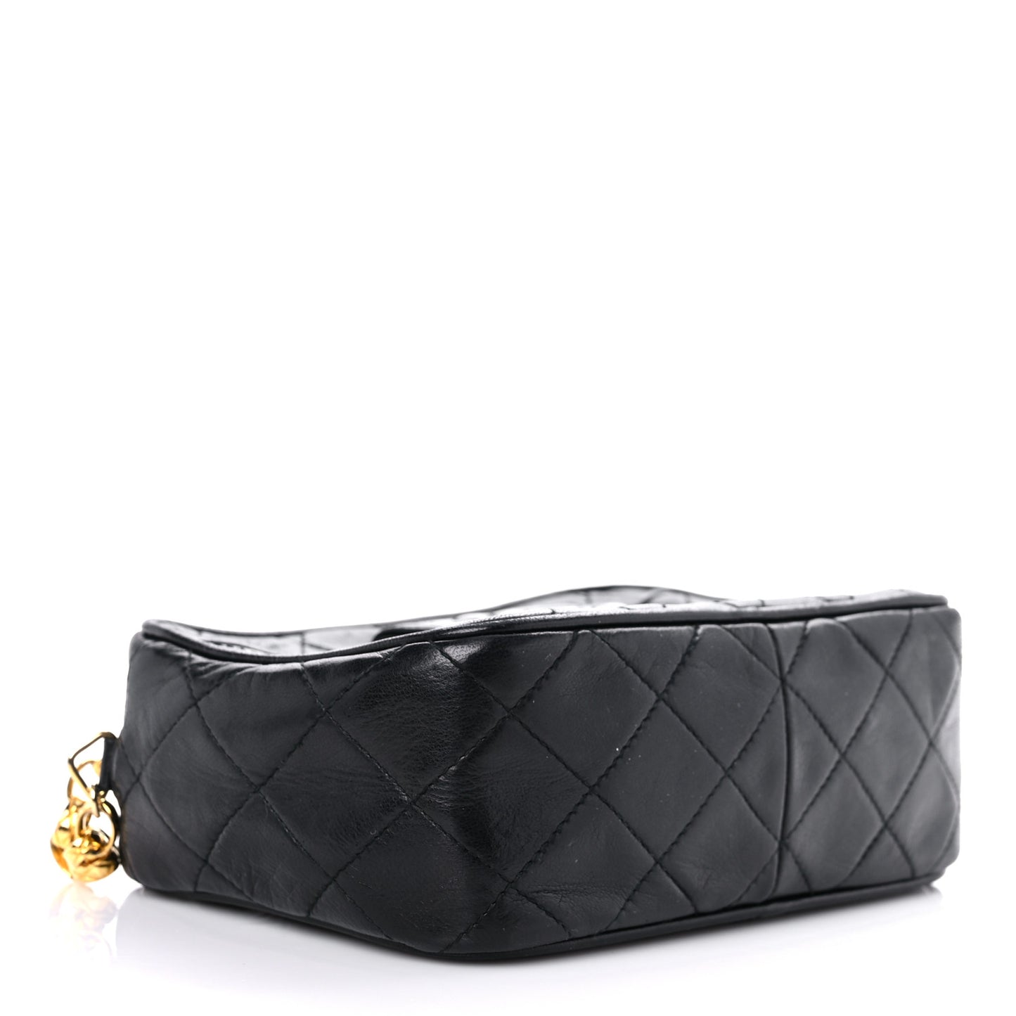Lambskin Quilted CC Tassel Camera Case Black