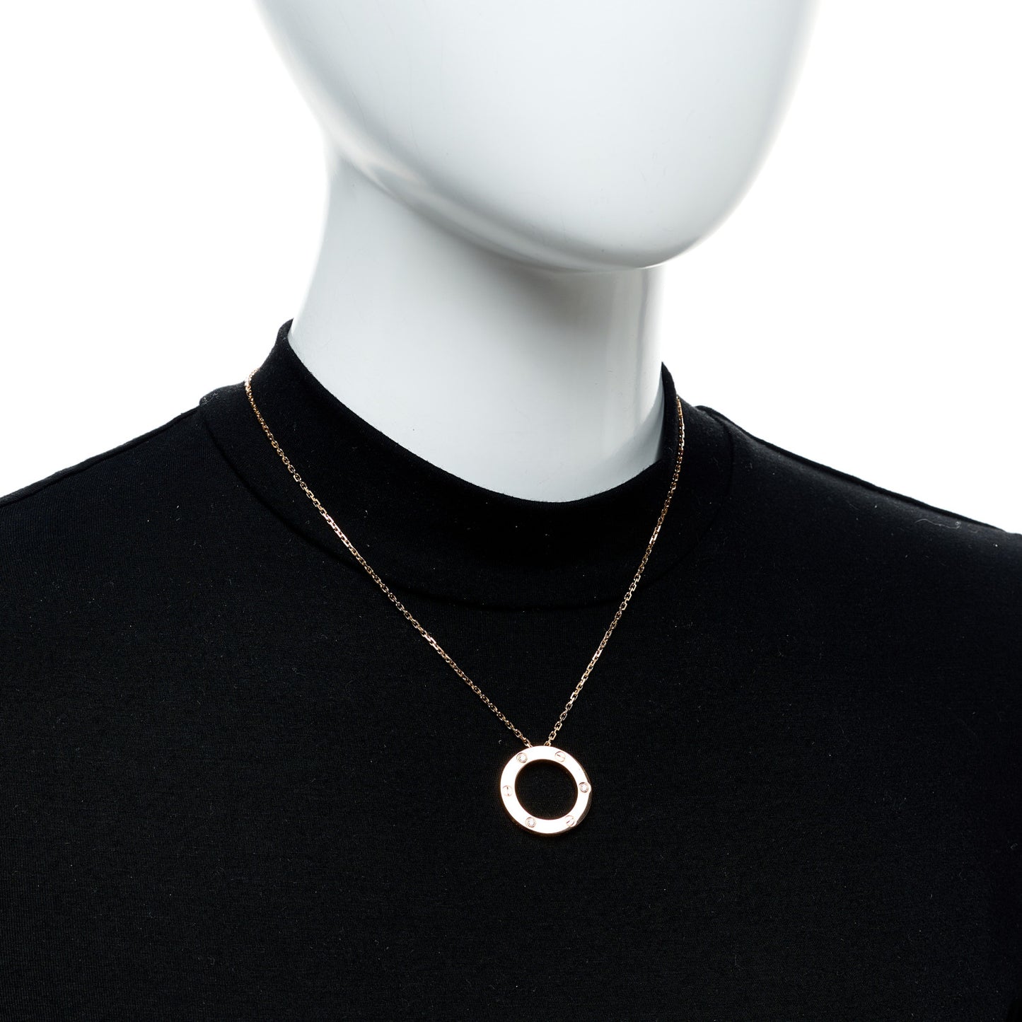 18K Pink Gold 3 Diamonds LOVE Pendant Necklace