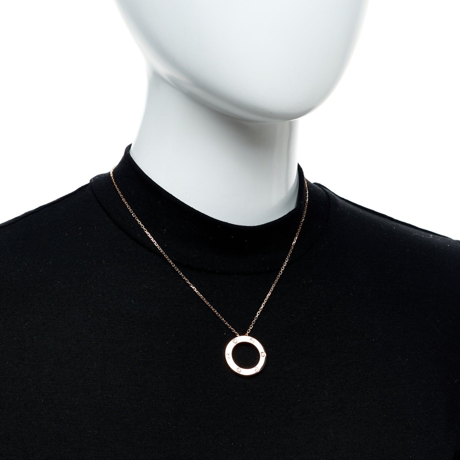 Cartier 18K Pink Gold 3 Diamonds LOVE Pendant Necklace 2 of 7