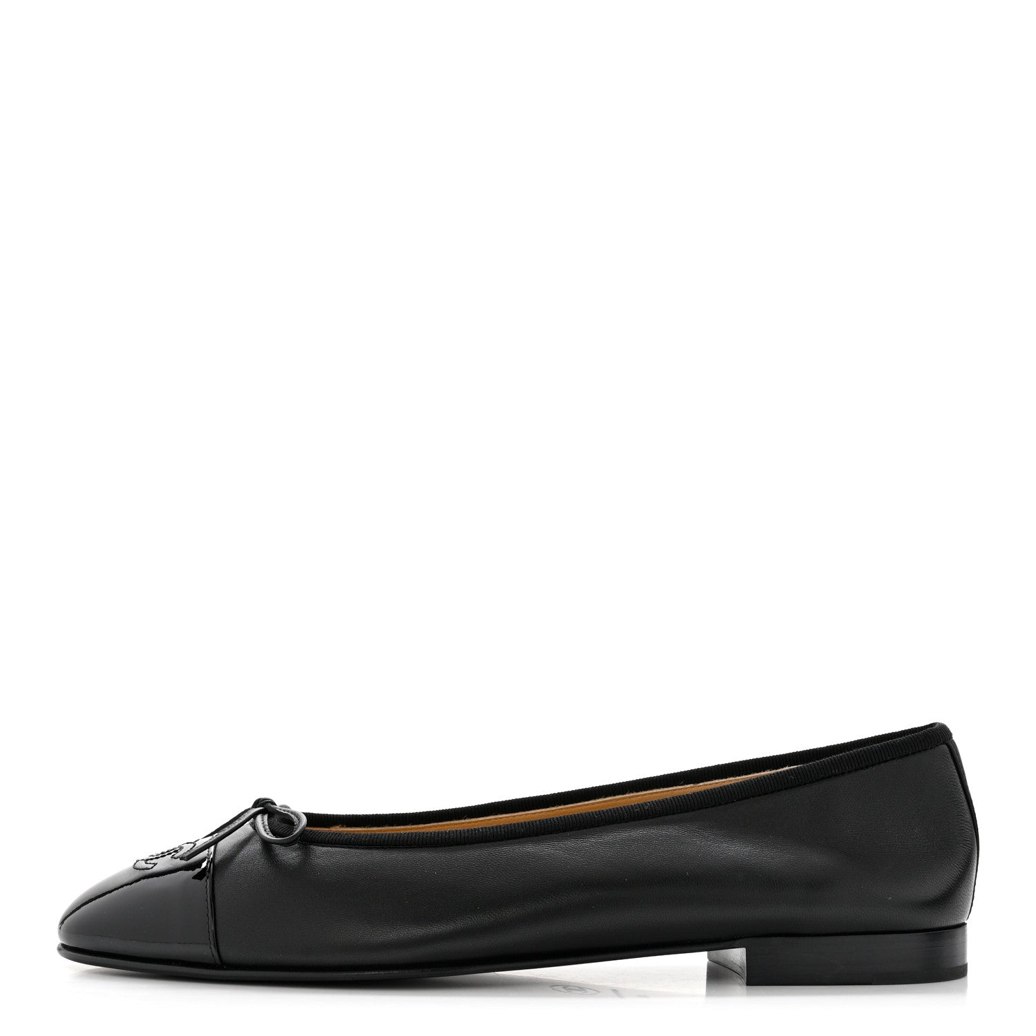 Chanel Lambskin Patent Cap Toe Ballerina Flats 41 Black 1 of 9
