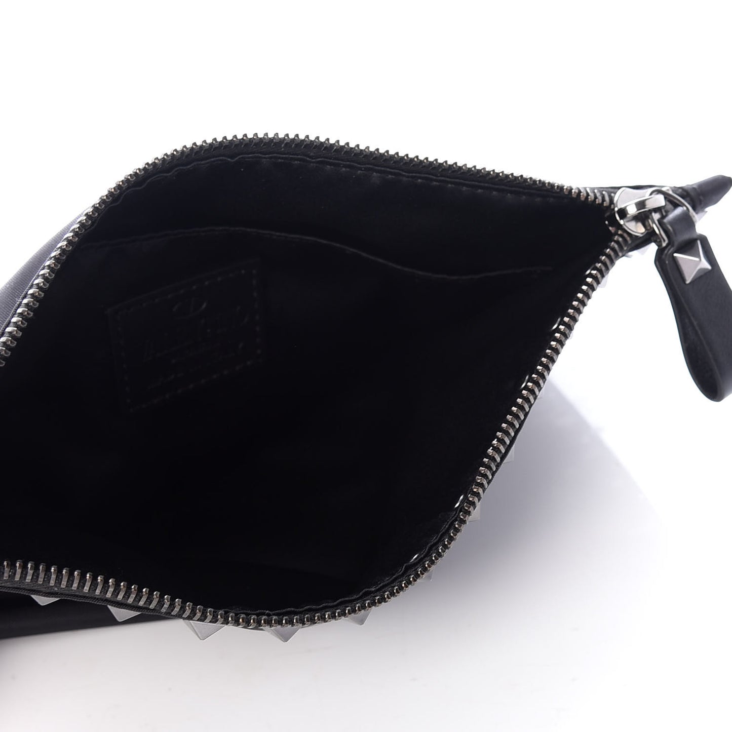 Nylon Rockstud Zip Pouch Black