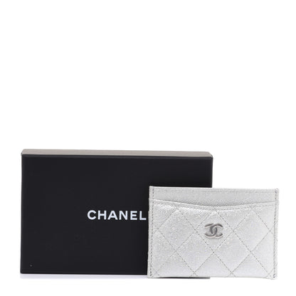 Chanel Glittered Metallic Caviar Quilted Card Holder Silver 9 of 9